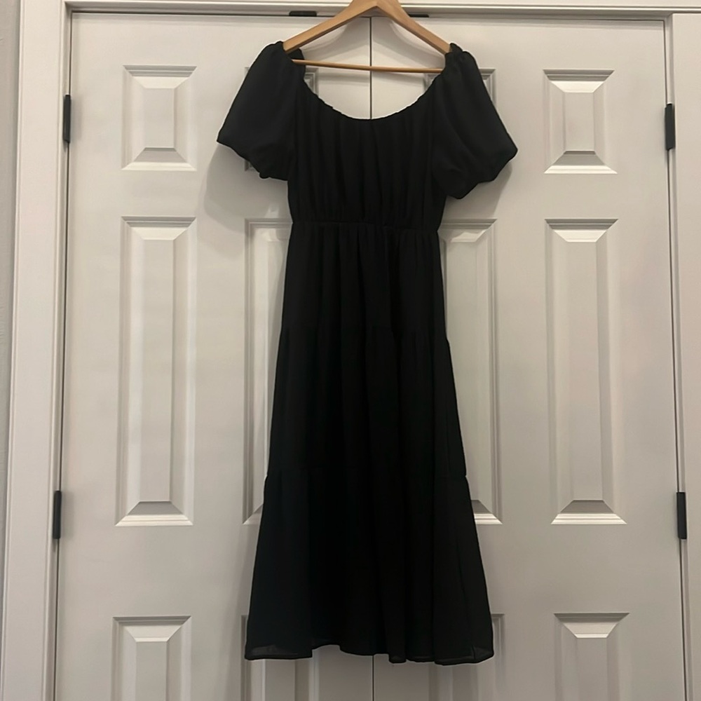 ASTR Puff Sleeve Black Dress Sz Small